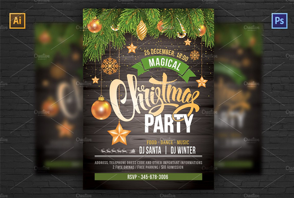 Christmas Party Invitation PSD Template