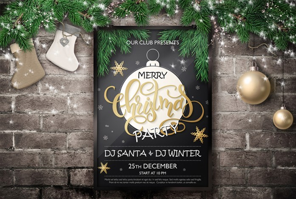 Christmas Party Lettering Invitation