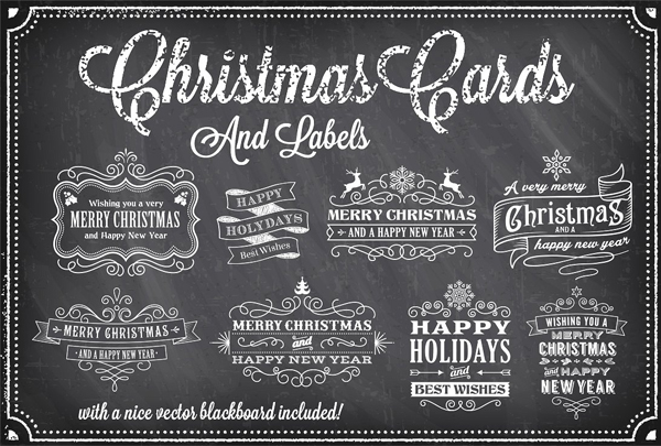 Christmas Vector Chalkboard Labels