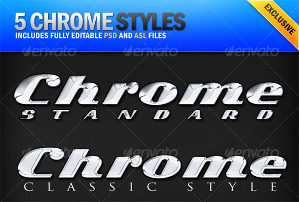 Chrome & Clean Metallic Photoshop Styles