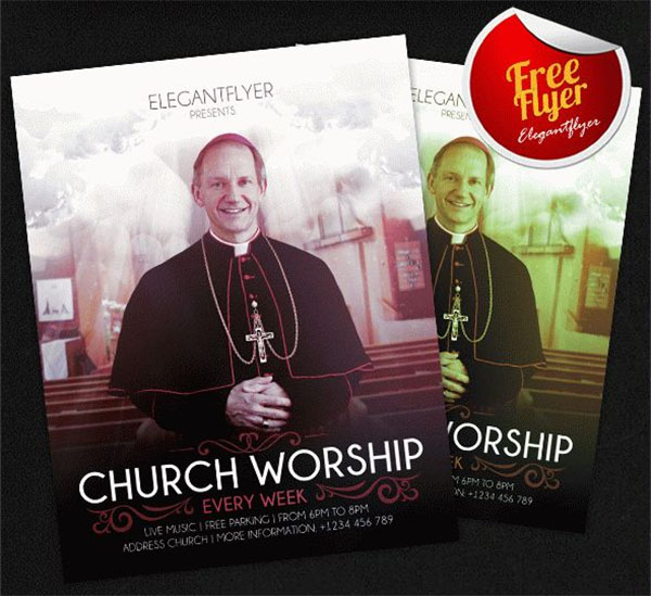 Church Worship Free Flyer PSD Template