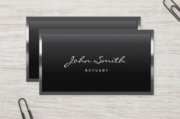 Cool Metal Border Actuary Business Card