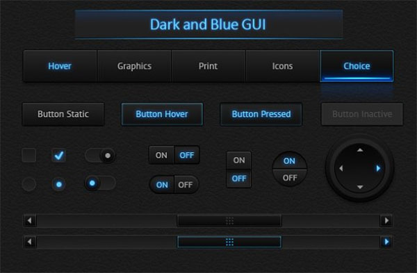 Dark and Blue User Interface Kit