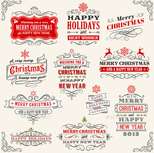 Editable Vector Christmas Label and Banners