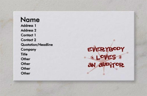 Everybody Loves An Auditor Business Card