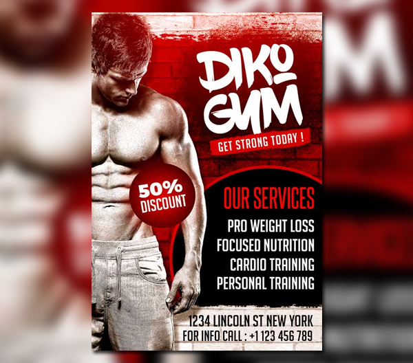 Free Gym PSD Flyer Template