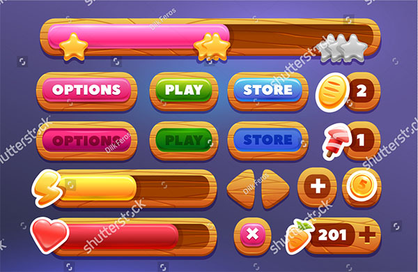 Games Wooden App Icon Buttons