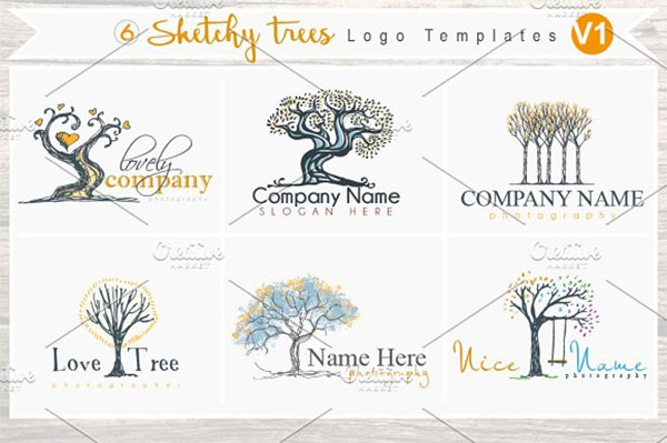 6 Sketchy Tree Logo Templates