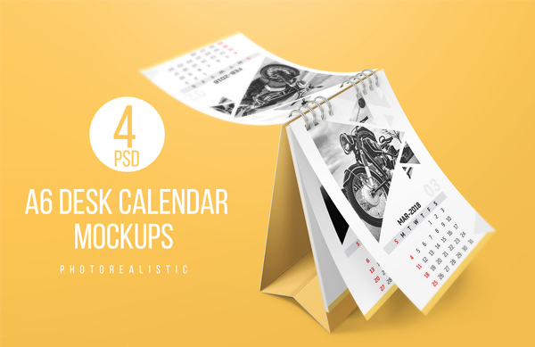 A6 Desk Calendar Mockups
