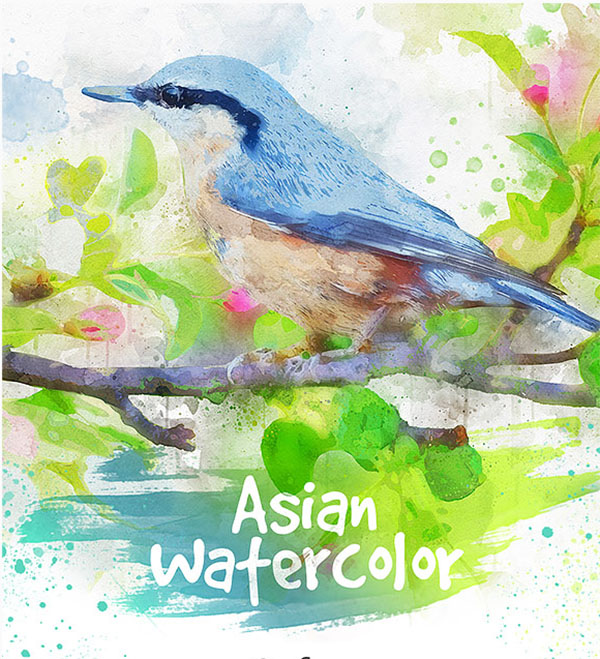 Asian Watercolor Photoshop Action