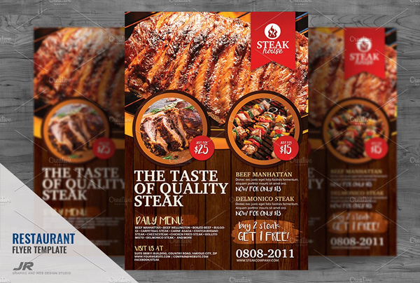 Barbecue Grill Restaurant Flyer Design Template
