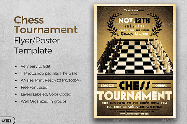 Chess Vintage Tournament Flyer Template