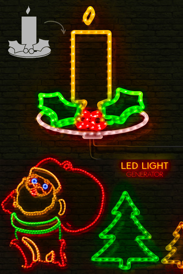 Christmas LED Light Rope Photoshop Action