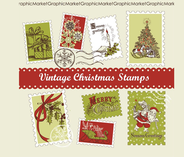 Christmas Vintage Style Stamps