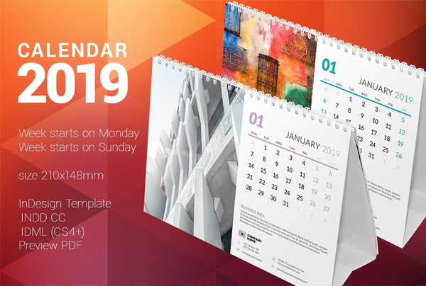 Desk Calendar 2019 Indesign Template