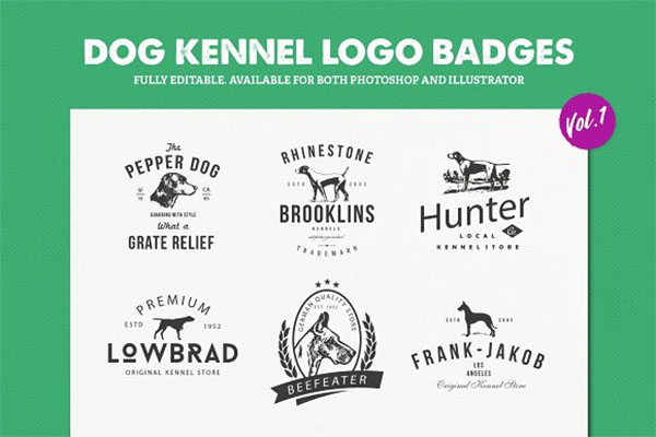 Dog Kennel Logo Badges