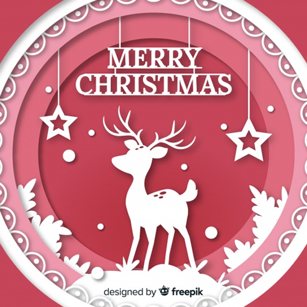 Free Christmas Background in Paper Cut Style