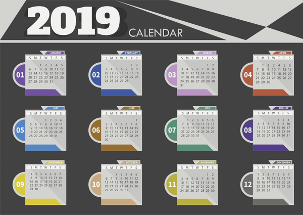 Free Design Template Of Desk Calendar 2019