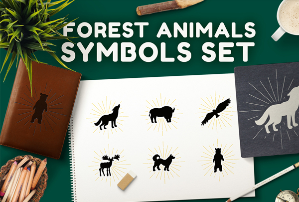 Forest Animals Symbols Set