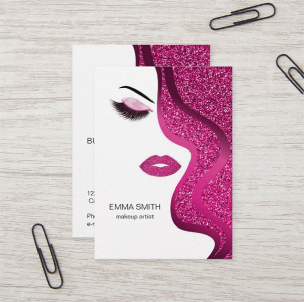 Glitter Effect Makeup Artist Business Card