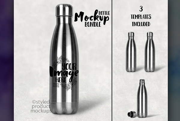 Tapered Water Bottle Mockup