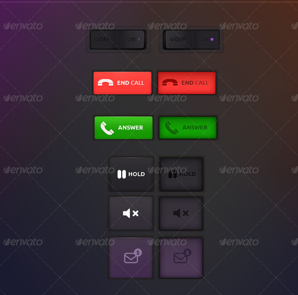 UI PSD Mobile and Web Buttons