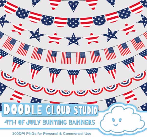 4th of July Bunting Banners