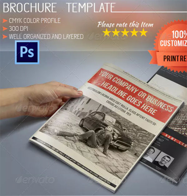 A5 Retro Bi-Fold Business Brochure