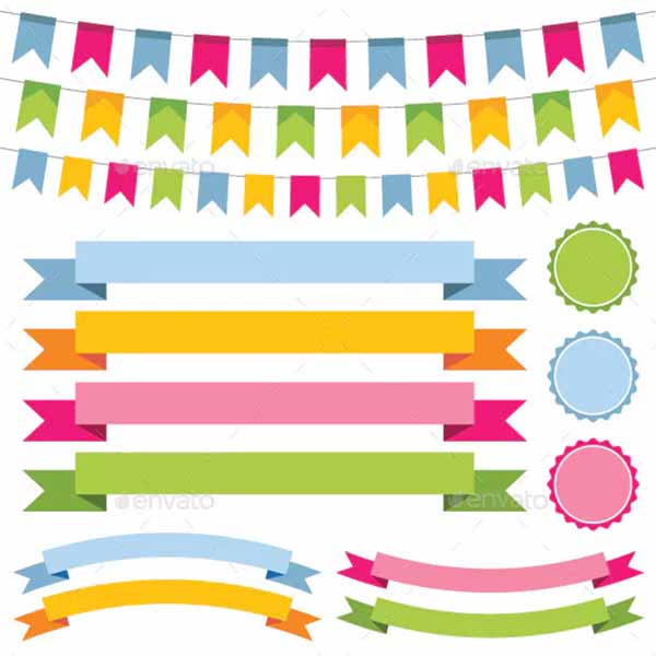 Bunting Banner Ribbons and Labels Set