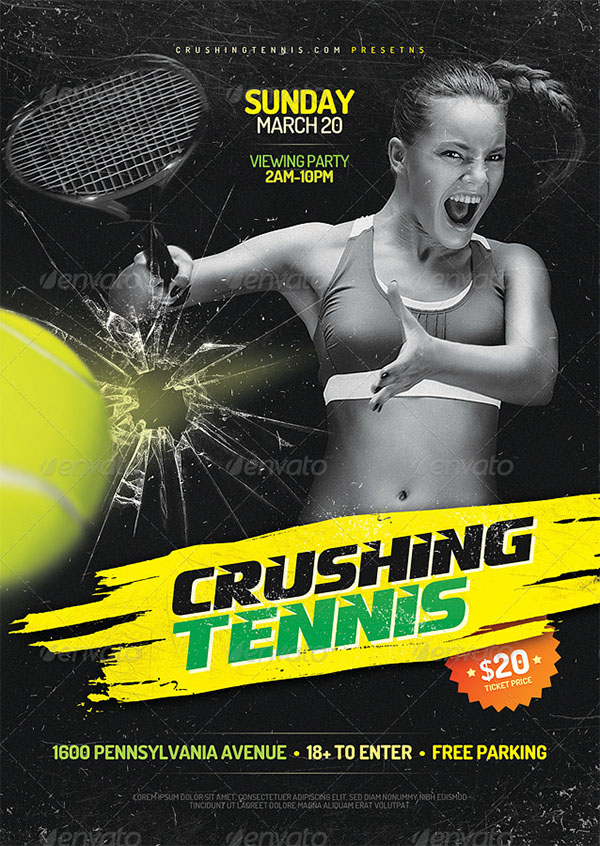 Crushing Tennis PSD Flyer Template