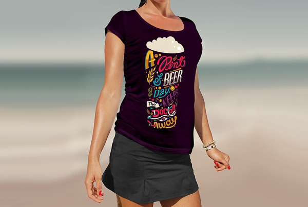Free Beach Women’s T-Shirt Mockup