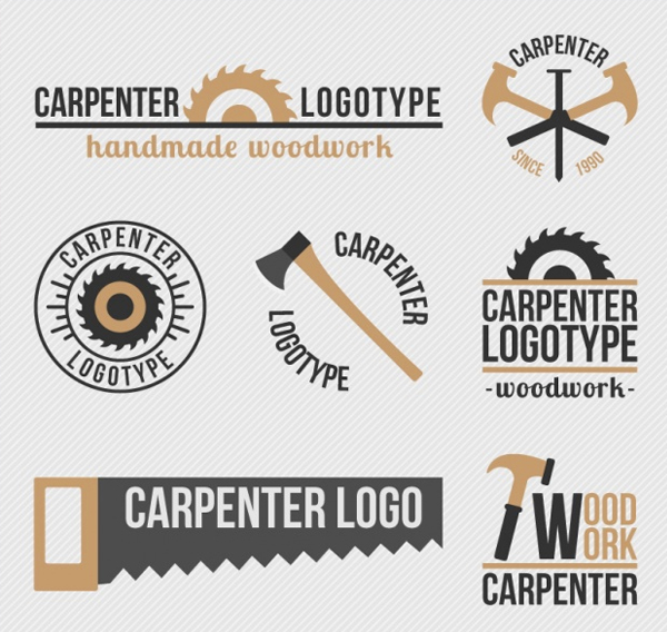 Free Beautiful Retro Carpentry Logos