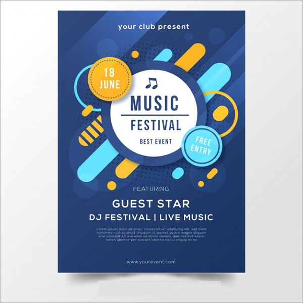 Free Vector Abstract Blue Music Festival Flyer