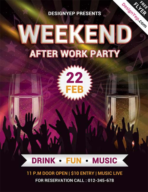 Free Weekend Party Free PSD Flyer Template