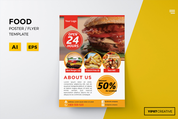 Fully Editable Food Flyer Design Template