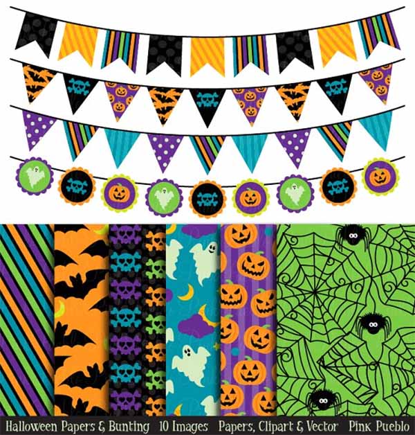 Halloween Bunting and Backgrounds