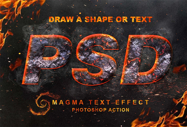 Magma Text Effect Photoshop Action
