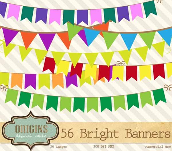 Multicolor Bunting Banner Clipart