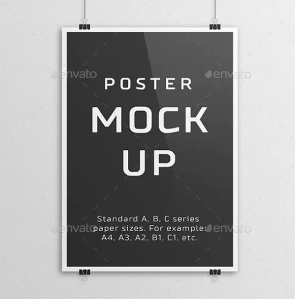 Paper Sizes Hanging Poster MockUp