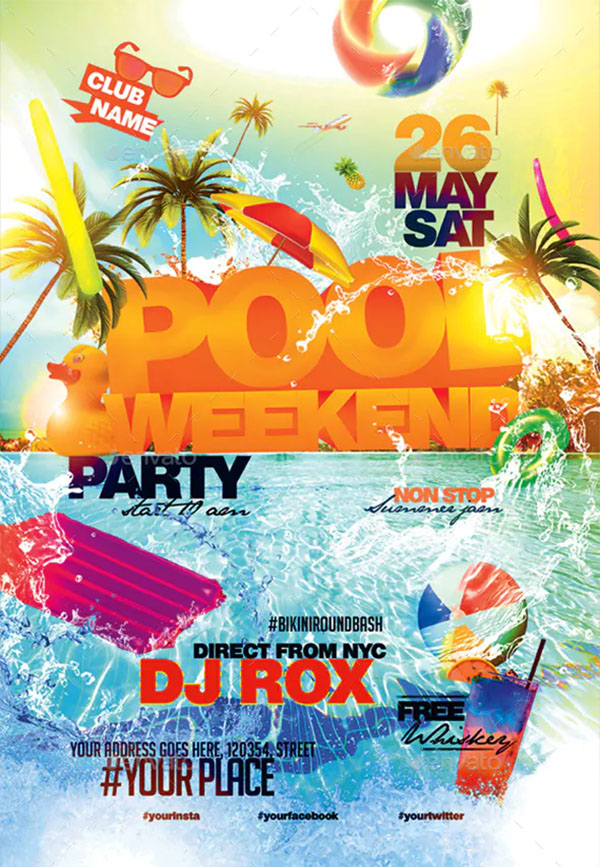Pool Weekend Party Poster and Flyer