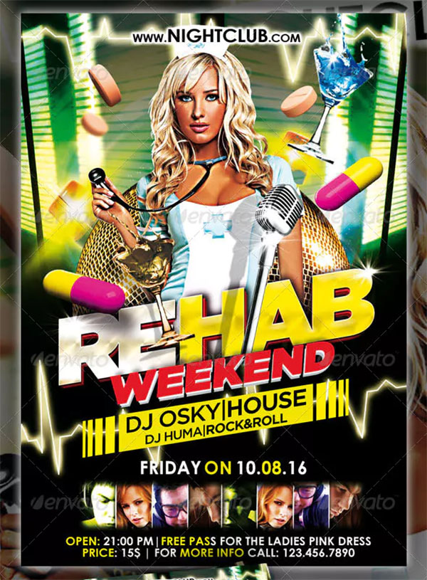 Rehab Weekend Party Flyer
