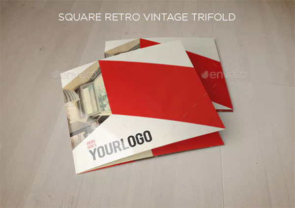 Square Retro Vintage Trifold Template