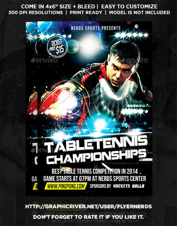 Table Tennis Championships Sports Flyer
