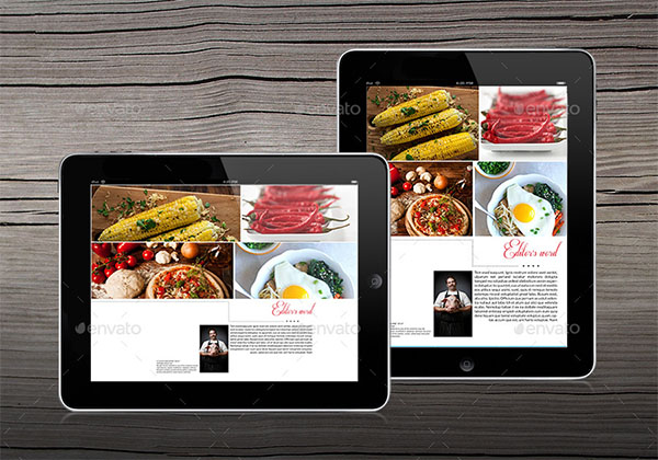 Tablet Food Magazine Template