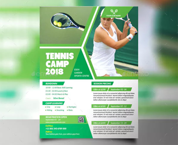 Tennis Camp Flyer Templates