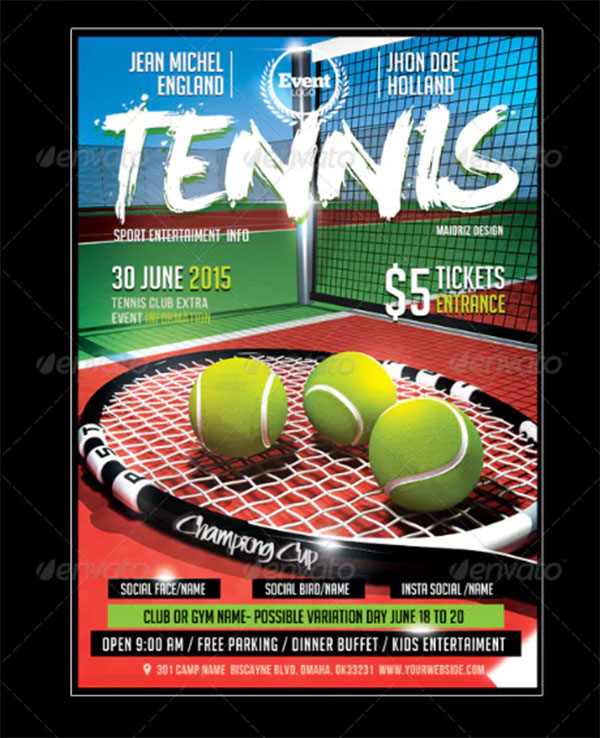 Tennis Game Flyer Template