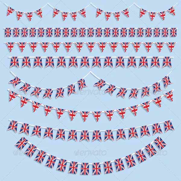 Union Jack Flags and Bunting Banners
