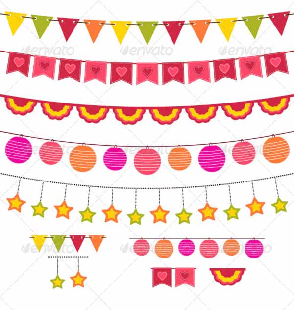 Vector Bunting Party Element
