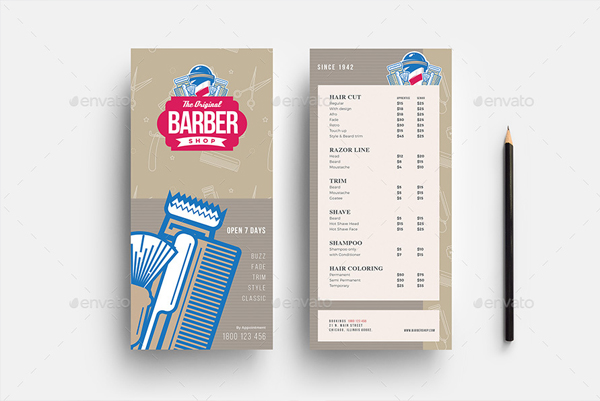 Barber Shop Rack Card Template