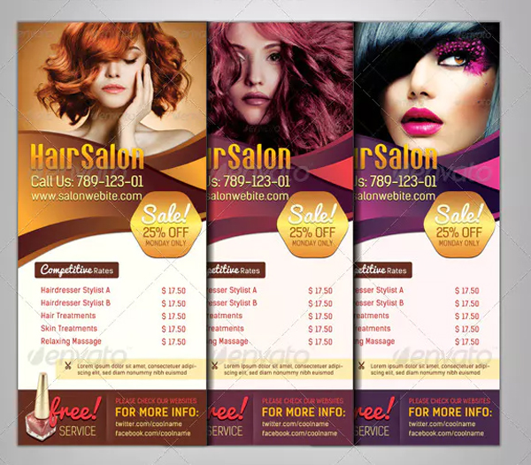 Corporate Beauty Salon Rack Card Templates
